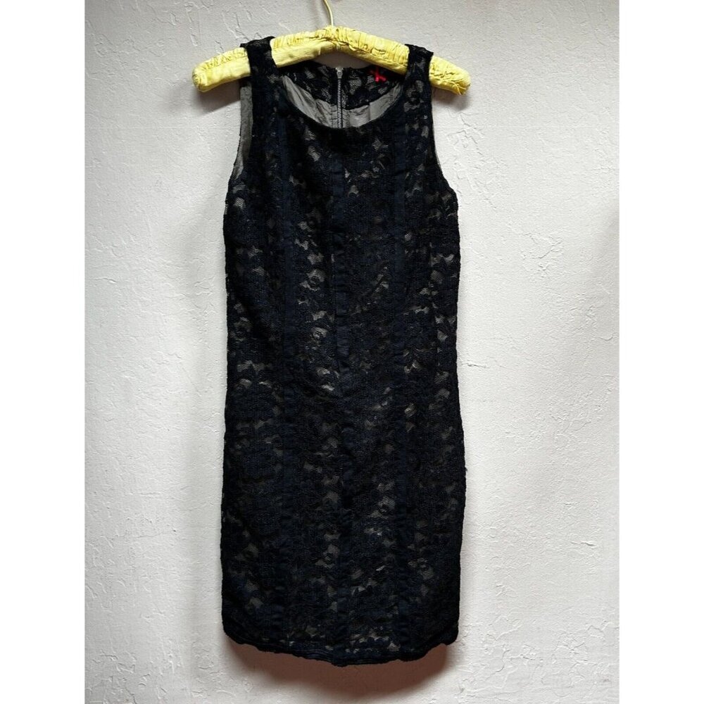 Sinequanone Women's Mini Sheath Dress Medium Sleeveless Floral Lace Black